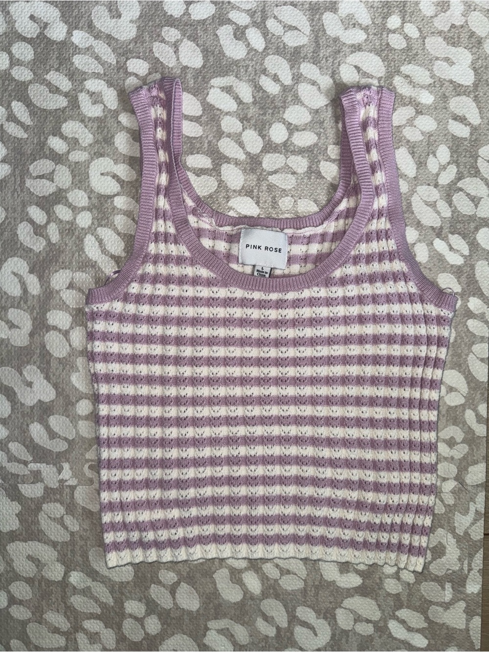 Pink Rose Lavender & White Striped Knit Tank